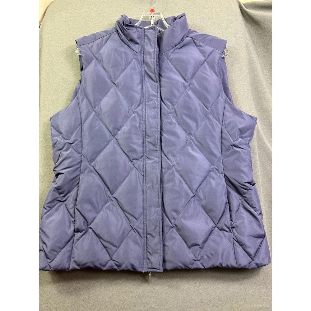 Brooks Brothers 346 Women's Quilted Puffer Vest Slate Blue Full Zip‎ L
